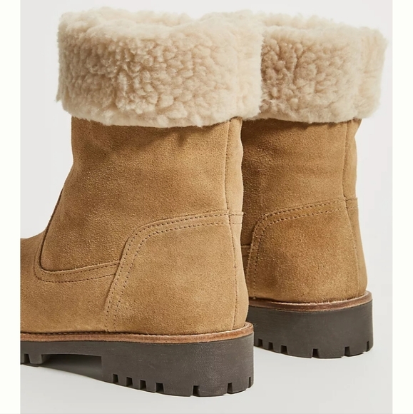 Anthropologie Louise Sherpa-cuffed Ankle Boots - tan - Picture 4 of 15